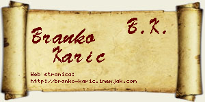 Branko Karić vizit kartica
